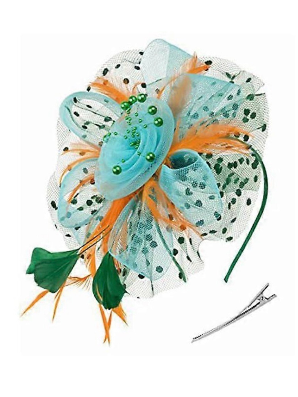 Vintage Green and Orange Fascinator